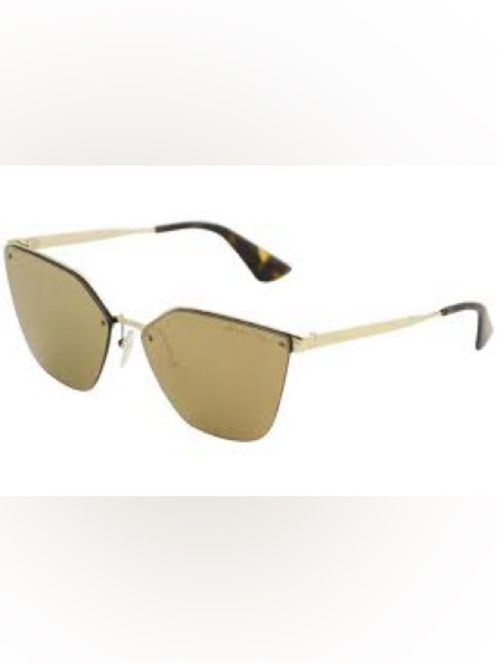 Prada Gold Rimless Sunglasses with Brown Lenses